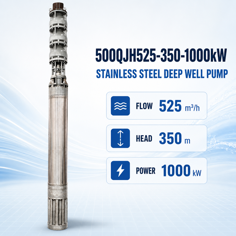 525 m3/h Flujo 350 m Cabeza 1000 kW Potencia de acero inoxidable Bomba de agua de mar sumergible de pozo profundo